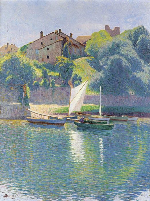 «Sommerliche Uferlandschaft bei Yvoire» – 1910 – Albert Henri Louis Silvestre