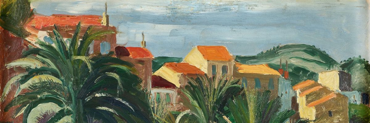 Gloggner Kunstauktionen | Niklaus Stoecklin (1896 – 1982) «Sanary (Var) Morgen» − 1926 Öl a/Malkarton (Ausschnitt) | Kunstauktion 21. Oktober 2023