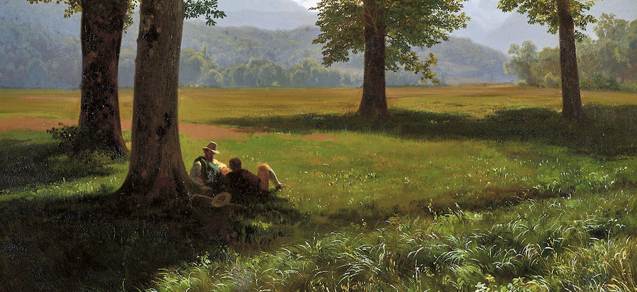 Gloggner Kunstauktionen | Robert Zünd (1827-1909) «Sommerlandschaft» Öl a/Lwd., 77 × 52 cm (Ausschnitt) | Kunstauktion 18. Oktober 2025