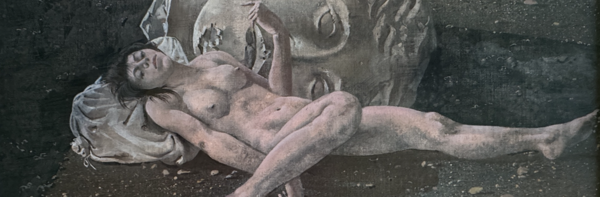 Gloggner Kunstauktionen | Hans Erni (1909−2015) «Liegender Akt vor Antikenkopf» – 1980  Tempera a/Lwd., 42 × 65 cm (Ausschnitt) | Kunstauktion 17. Oktober 2026