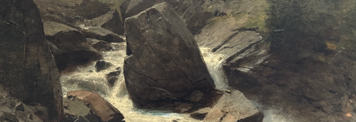 Gloggner Kunstauktionen | Gustave Eugène Castan (1823-1892) «A Randa − Vallée de Zermatt»  Öl a/Papier, über Holztafel, 38 × 58,5 cm (Ausschnitt) | Kunstauktion 17. Oktober 2026